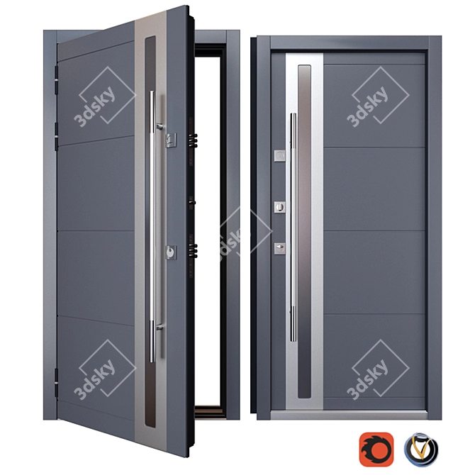 Modern Inox S-2 Metal Door: Your Perfect Entrance! 3D model image 1