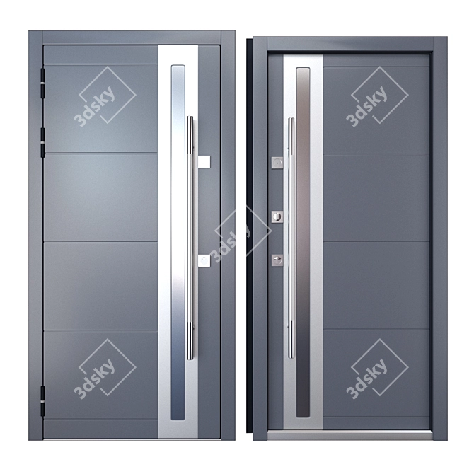 Modern Inox S-2 Metal Door: Your Perfect Entrance! 3D model image 3