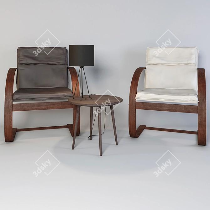 Cozy Tuna Armchair, Ilbro Table & Herluf Lamp 3D model image 1