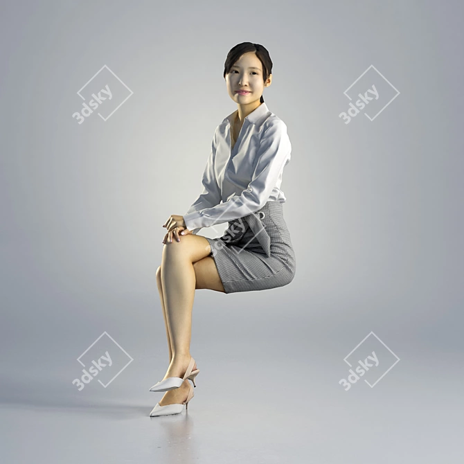 Business Woman Jess Sitting 3D Model 3D model image 1
