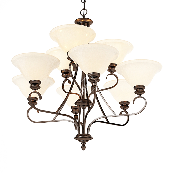 Lancaster 9-Light Bronze Chandelier 3D model image 2