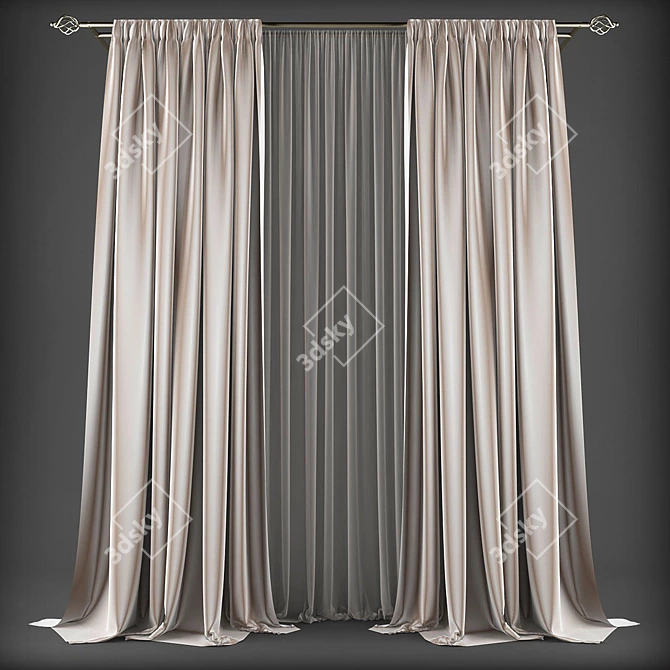 Modern Style Curtains 3D model image 1