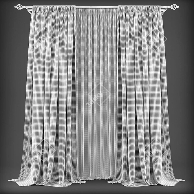Modern Style Curtains 3D model image 2