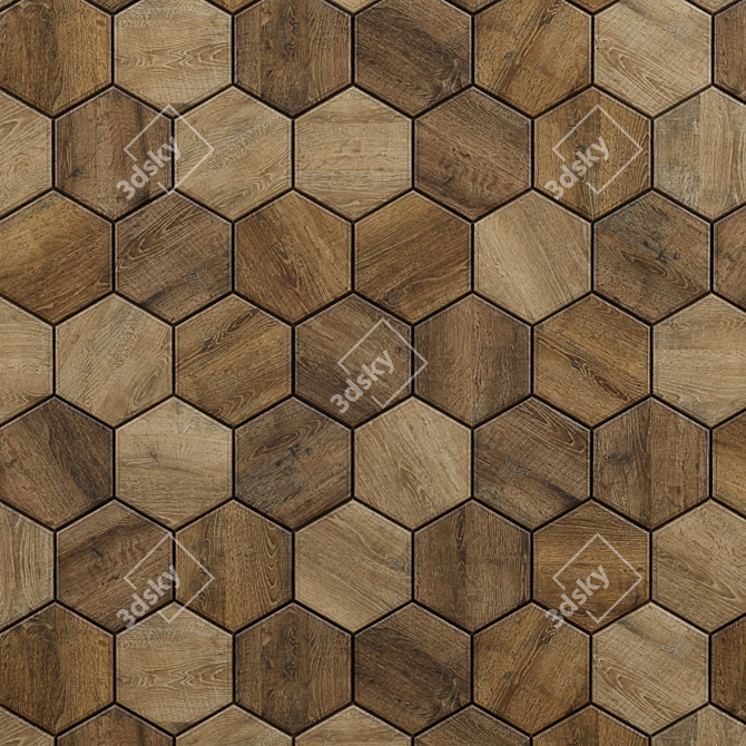 Title: Eco Hex Wooden Wall Tiles 3D model image 2