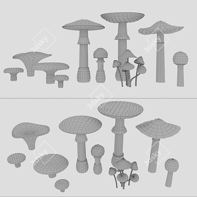 Fungi Collection Set: Mushrooms 3D model image 3