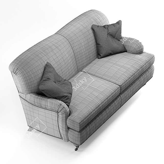 Elegant Emerald Oxford Sofa 3D model image 3