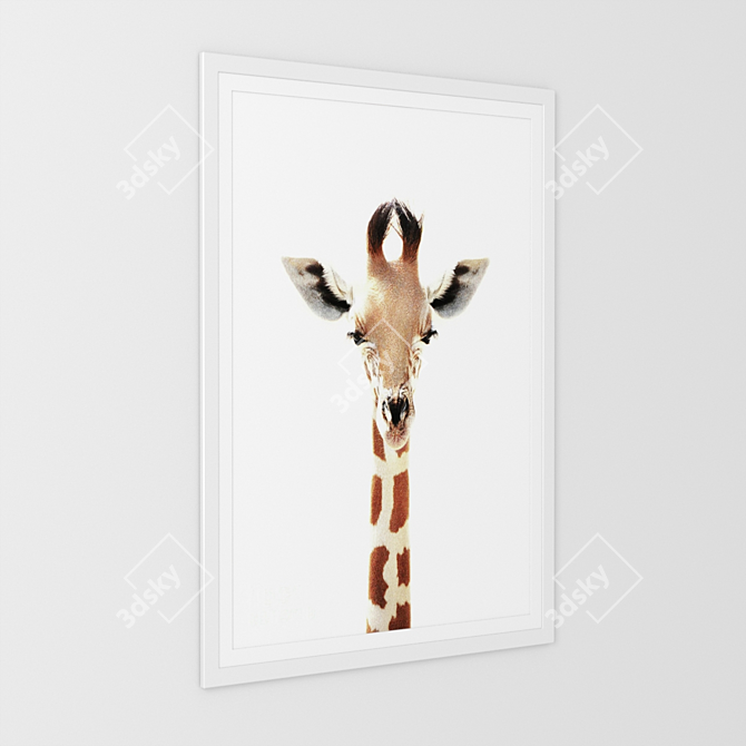 Graceful Giraffe Art Print 3D model image 3