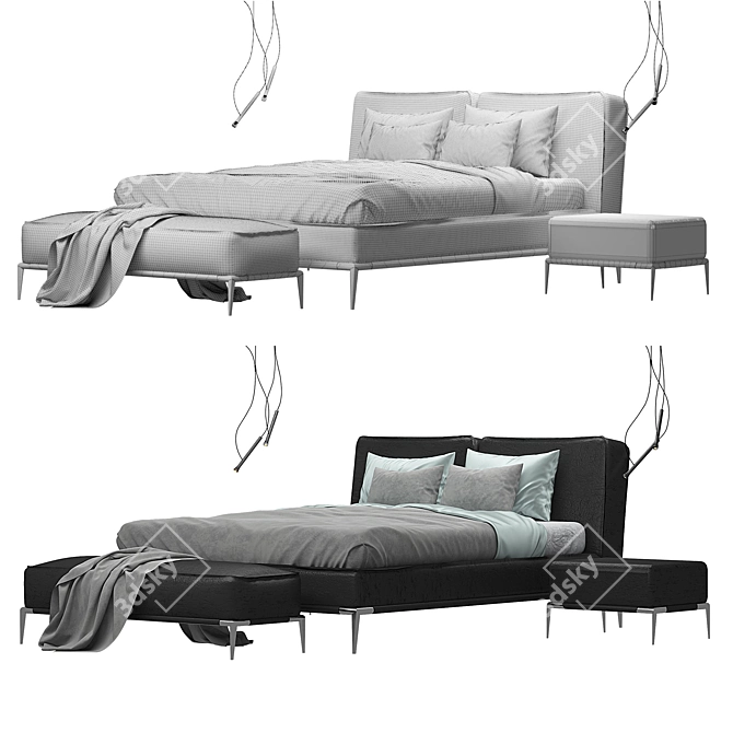 Luxury Elegance: Elica Roche Bobois Bed Set 3D model image 3