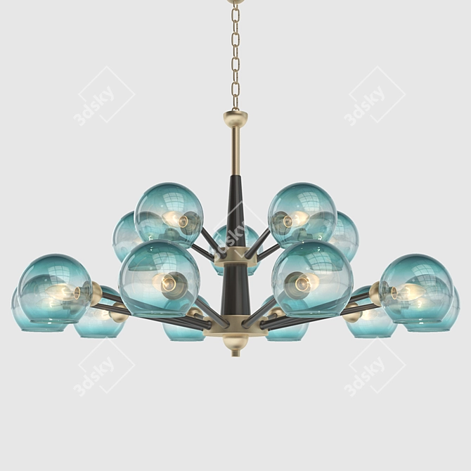 Elegant Blue Glass Thalia Chandelier 3D model image 1
