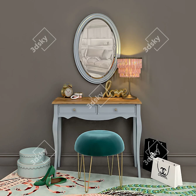 Elegant Blue Leontina Console 3D model image 1