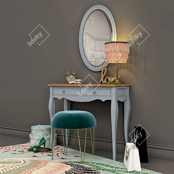 Elegant Blue Leontina Console 3D model image 2