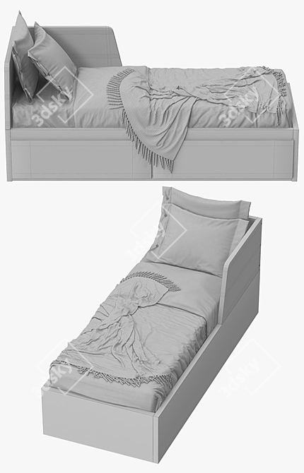 Stylish FLlekke Daybed By Ikea 3D model image 3