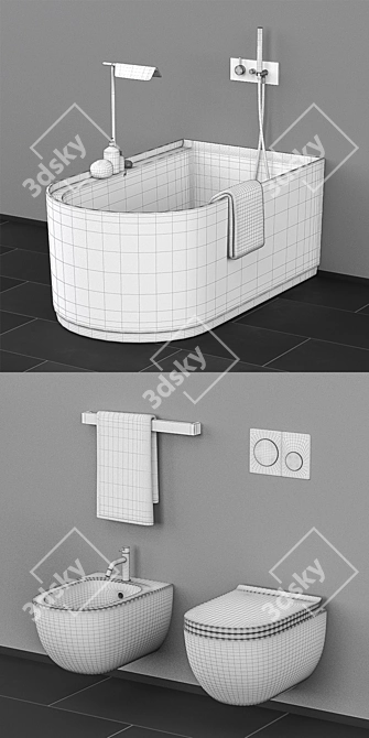 Cielo Ceramica Bath Set: Febe Tub, Enjoy Toilet, Decor 3D model image 2