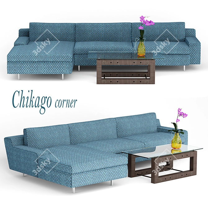 Chicago Corner Sofa & Coffee Table Set 3D model image 1