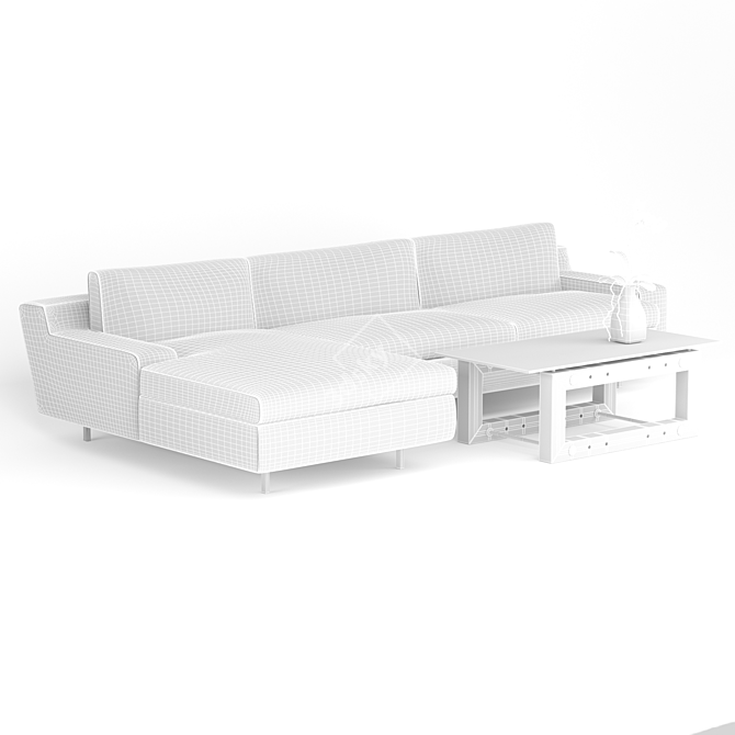 Chicago Corner Sofa & Coffee Table Set 3D model image 2