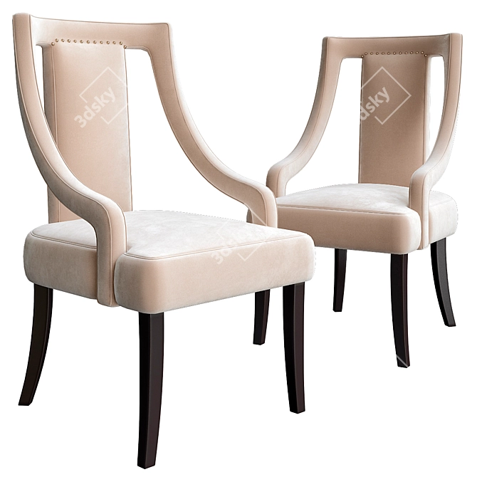 Elegant Armchair with Elk Group 3D model image 1