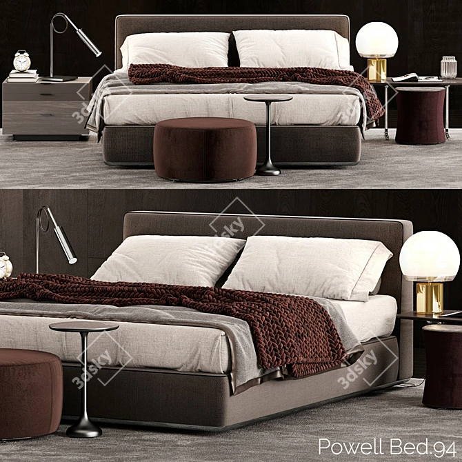 Minimalist beauty: Minotti Powell Bed 3D model image 1