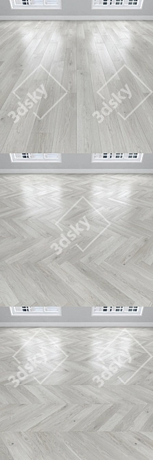 White Oak Parquet: Herringbone, Linear, Chevron 3D model image 2