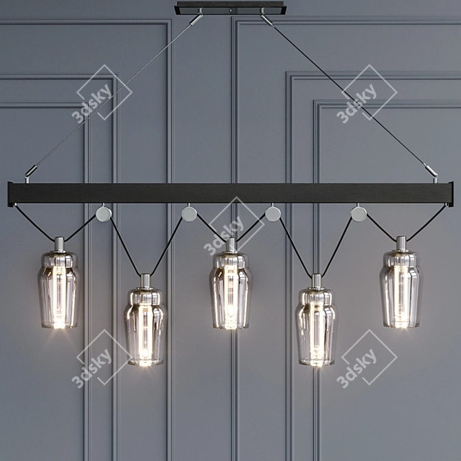 Elegant Metal and Glass Pendant 3D model image 1