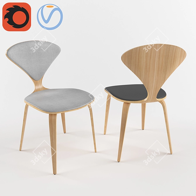 Cherner Chair: Versatile Design with Fabric and Leather Upholstery 3D model image 1