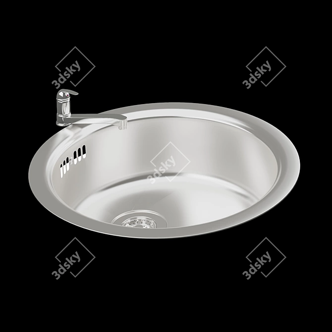 Stainless Steel Single Sink 3D model image 2