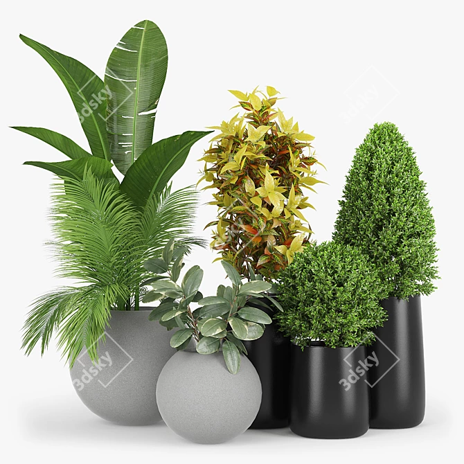 Modern Fiberstone Planters - Set of 4 3D model image 1