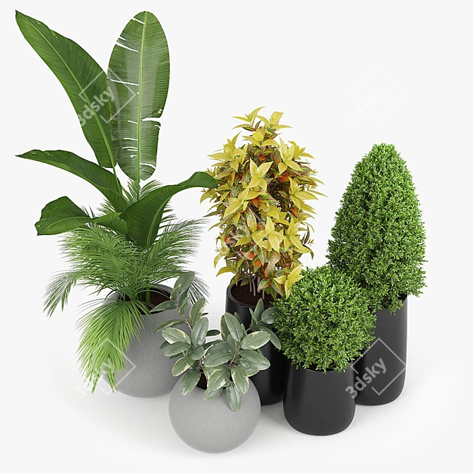 Modern Fiberstone Planters - Set of 4 3D model image 2