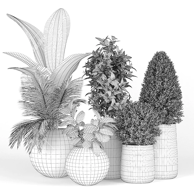Modern Fiberstone Planters - Set of 4 3D model image 3