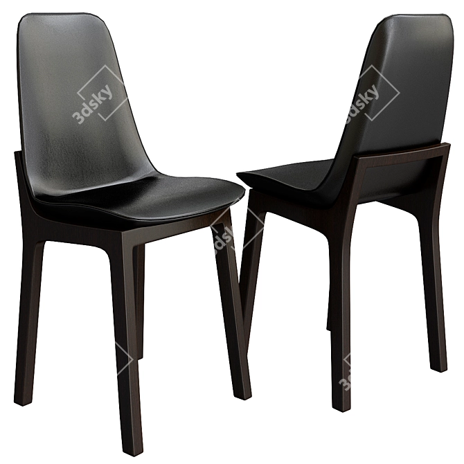 Elegant Italian Leather Chair 3D model image 1