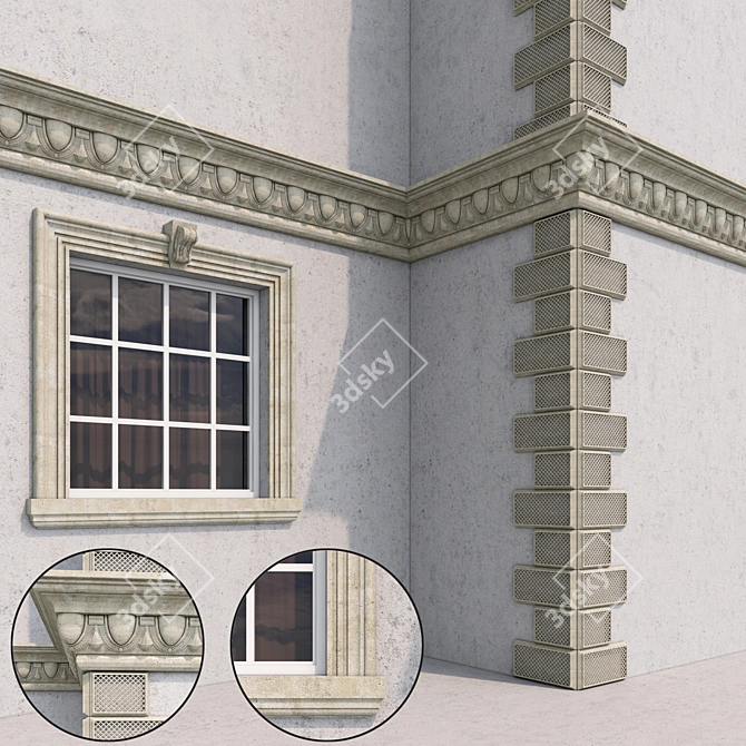 Classic Facade Design 3D model image 1