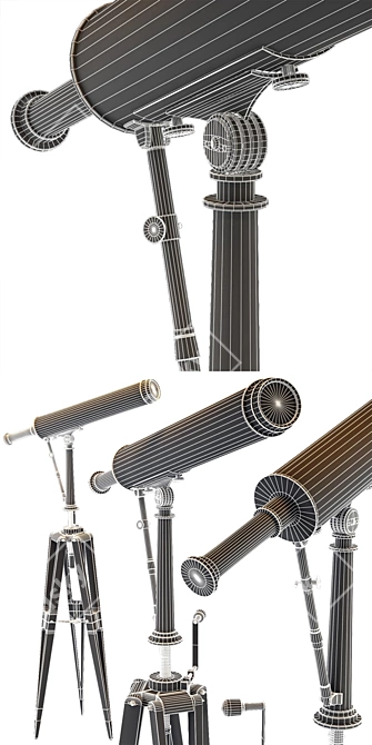 Parisian Antique Brass Telescope 3D model image 3