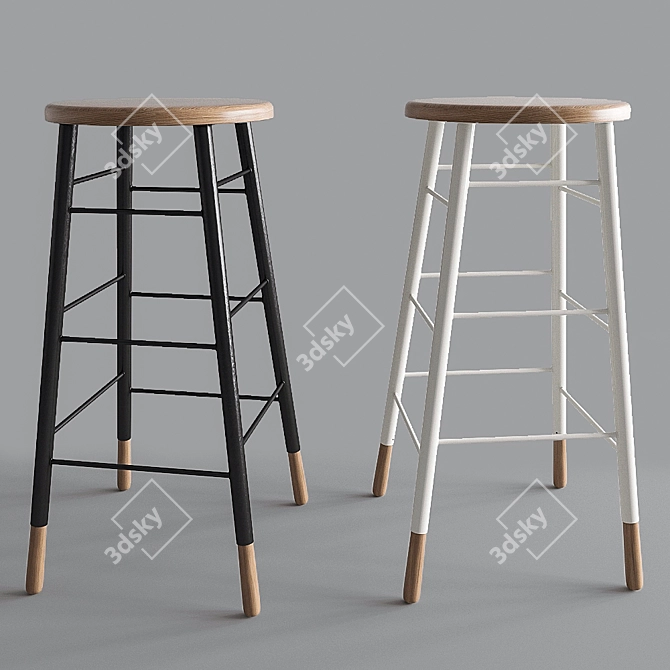 Gordon Whitewash Stools: Elevated Seating 3D model image 1