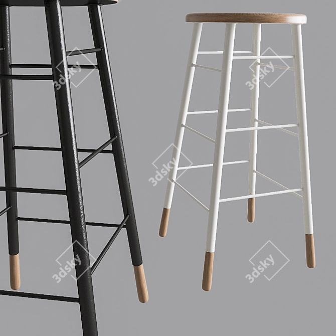 Gordon Whitewash Stools: Elevated Seating 3D model image 2