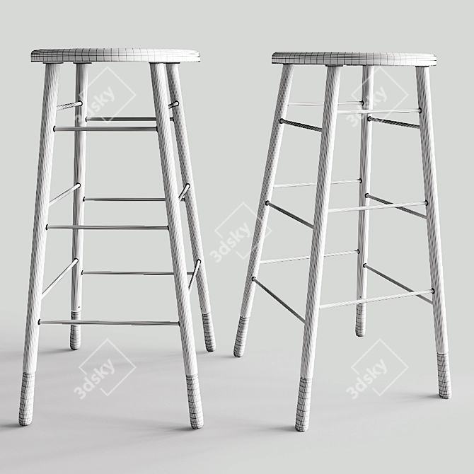 Gordon Whitewash Stools: Elevated Seating 3D model image 3