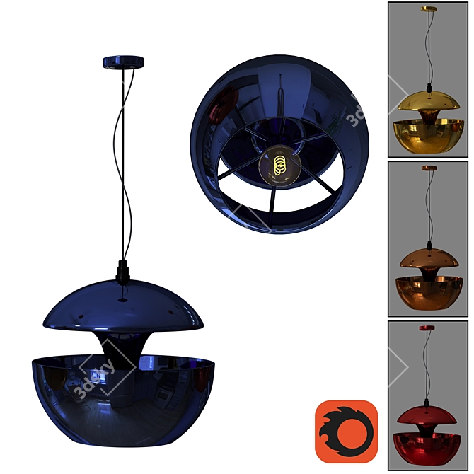 Elegant Hanging Lamp in Multiple Wrap Materials 3D model image 1