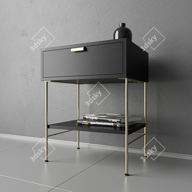 Sleek JAGGER Bedside Table 3D model image 2