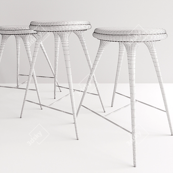 Scandinavian Designed Mater Stools 3D model image 3