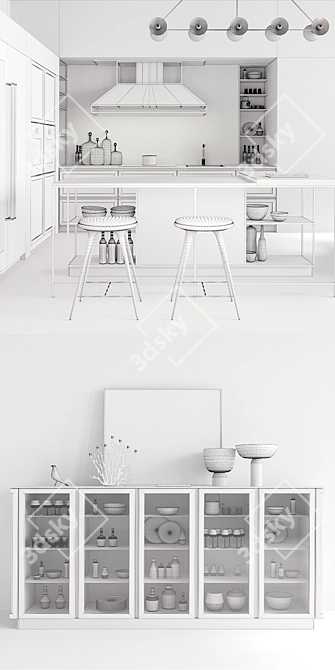 Snaidero Frame Kitchen with Gaggenau, Miele, Mater, SubZero, and Apparatus Trapeze 3D model image 3