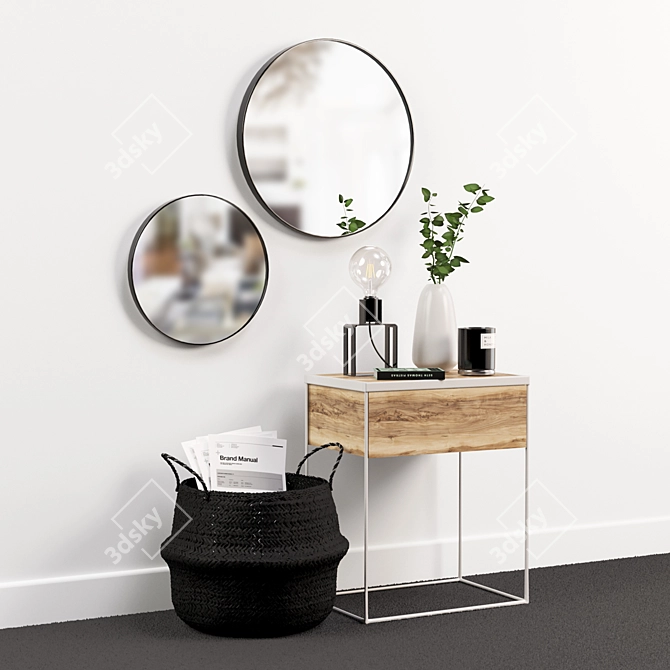 Elegant Mirror Set with Curbstone 3D model image 1