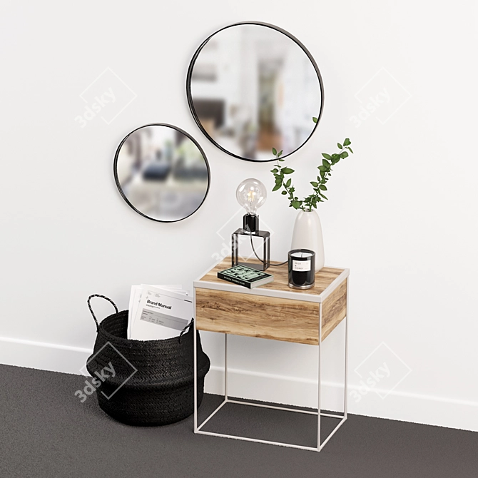 Elegant Mirror Set with Curbstone 3D model image 2