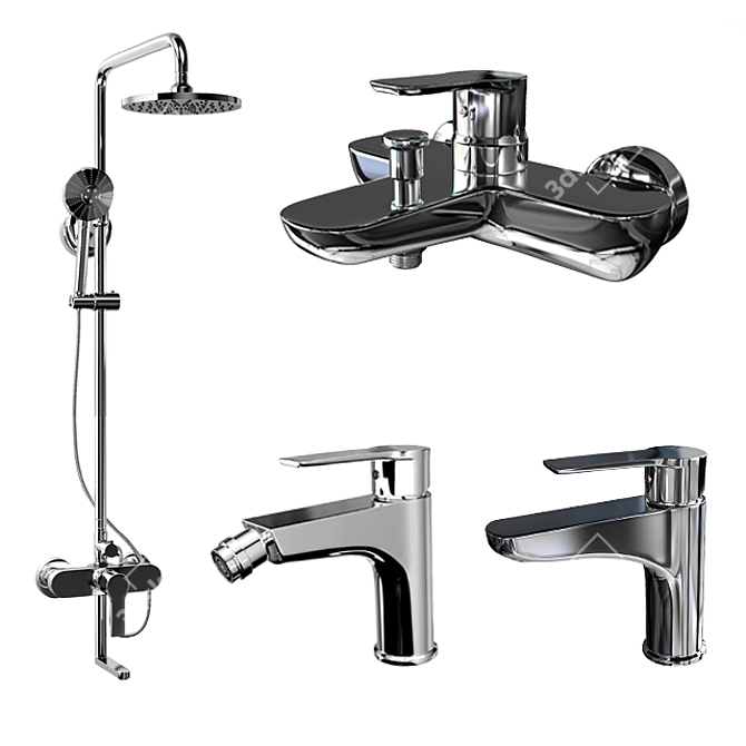 Modern Loft Faucets 3D model image 1