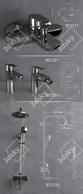 Modern Loft Faucets 3D model image 2