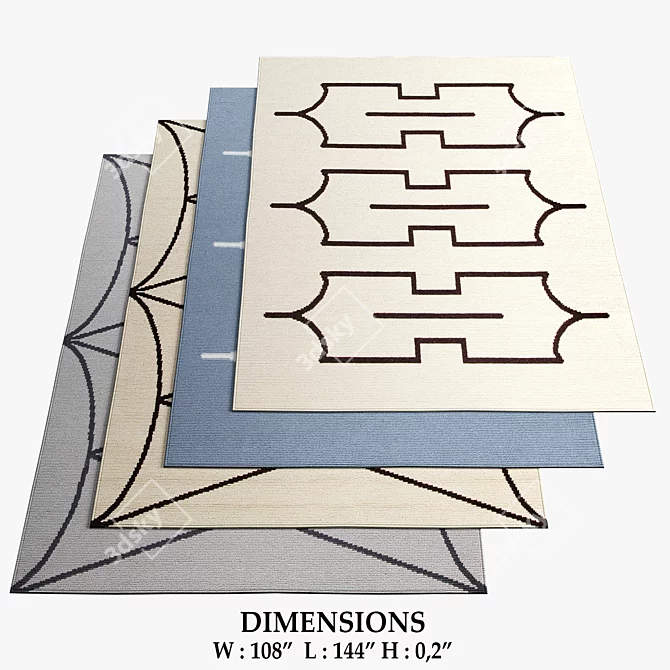 Lune Dote White Ardesia Silver Rugs 3D model image 1