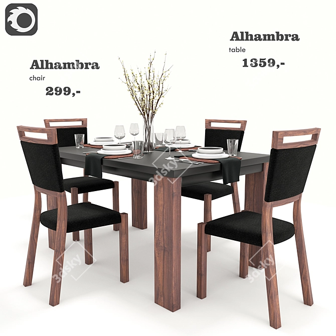 Alhambra BRW Dining Set: Elegant and Versatile 3D model image 1