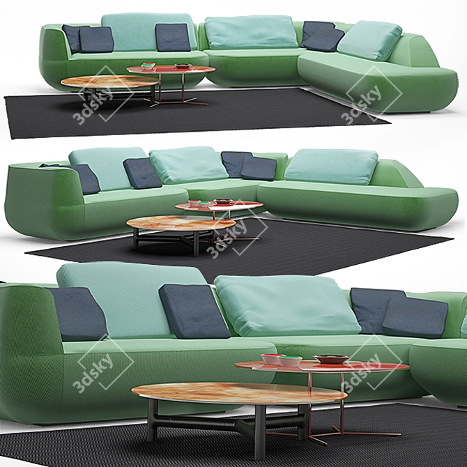 Uptown Sofa Set by Paola Lenti: Luxury Design with Side Tables and Carpet 3D model image 1