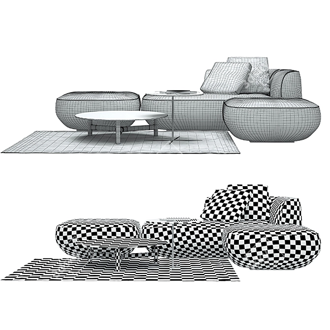 Elevated Paola Lenti Sofa Set 3D model image 3