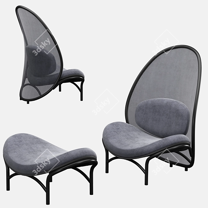 Sleek Wood Lounge Chair 3D model image 1