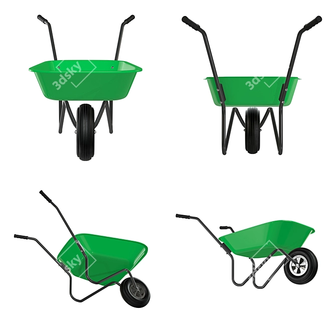 Heavy-Duty Wheelbarrow: 10-Part Model 3D model image 2