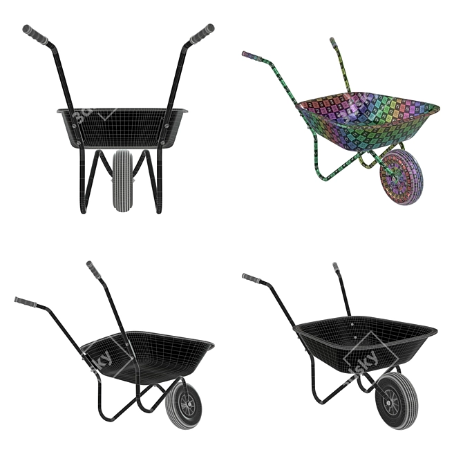 Heavy-Duty Wheelbarrow: 10-Part Model 3D model image 3