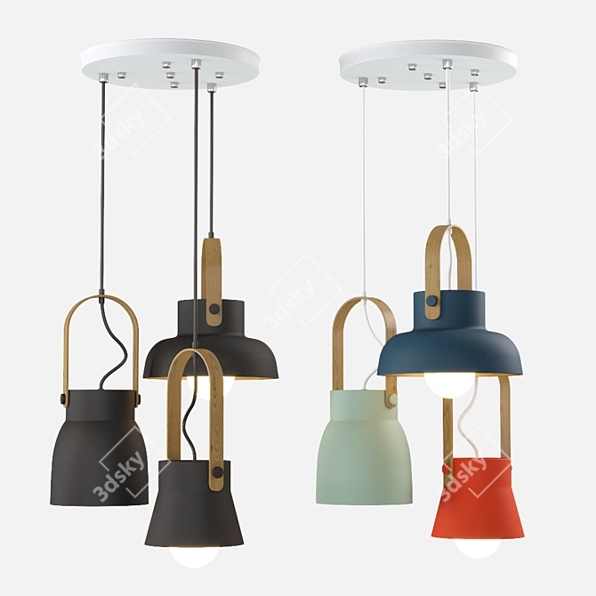 Lampatron Clutch Trio: Modern Multi-color Pendant Lights 3D model image 2